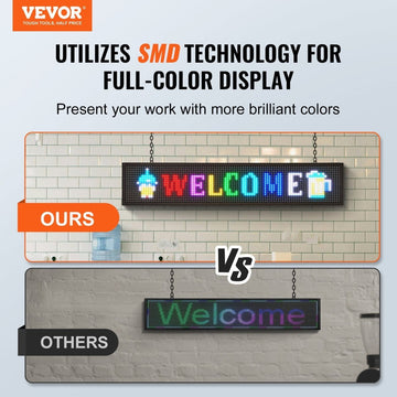 VEVOR Programmable LED Sign, P10 Full Color LED Scrolling Panel, DIY Custom Text Animation Pattern Display Board, WIFI USB Control Message Shop Sign for Store Business Party Bar Advertising, 99x19cm - RnR Galore