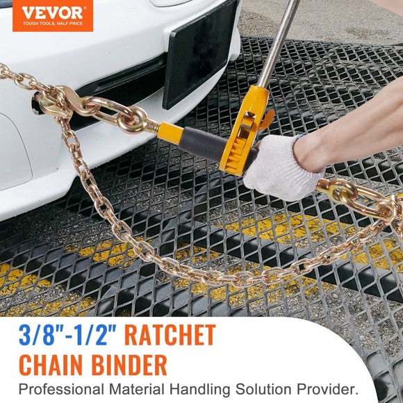 VEVOR Ratchet Chain Binder 3/8" - 1/2" Load Binders 12000 lbs w/ G80 Chains 4 Pcs - RnR Galore