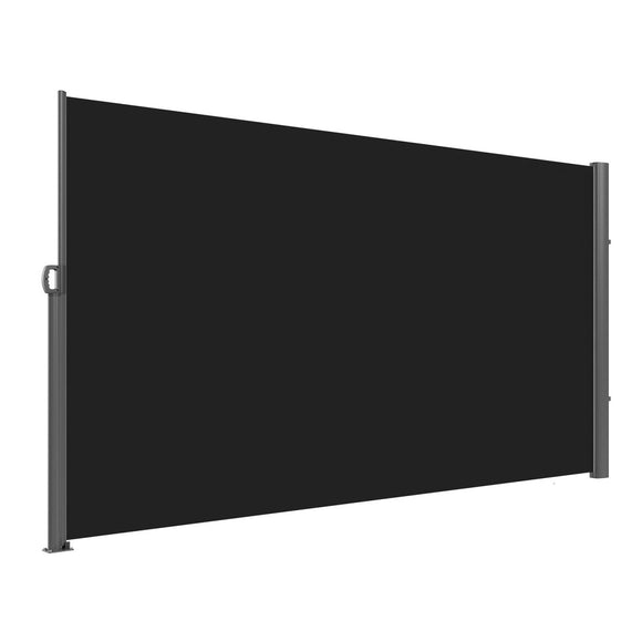 VEVOR Retractable Side Awning, 160X300cm Aluminum Outdoor Privacy Screen, 280g Polyester Water - proof Retractable Patio Screen, UV 30+ Room Divider Wind Screen for Patio, Backyard, Balcony, Black - RnR Galore