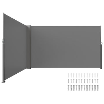 VEVOR Retractable Side Awning, 180X600cm Aluminum Outdoor Privacy Screen, 280g Polyester Water - proof Retractable Patio Screen, UV 30+ Room Divider Wind Screen for Patio, Backyard, Balcony, Gray - RnR Galore