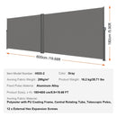 VEVOR Retractable Side Awning, 180X600cm Aluminum Outdoor Privacy Screen, 280g Polyester Water - proof Retractable Patio Screen, UV 30+ Room Divider Wind Screen for Patio, Backyard, Balcony, Gray - RnR Galore