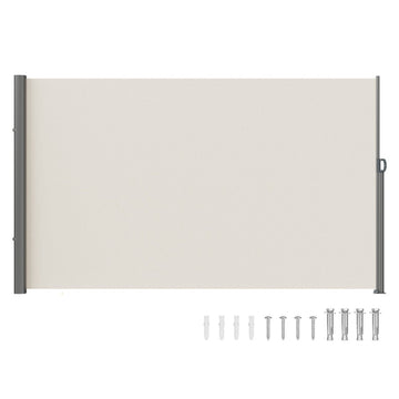 VEVOR Retractable Side Awning,160X300cm Aluminum Outdoor Privacy Screen, 280g Polyester Water - proof Retractable Patio Screen, UV 30+ Room Divider Wind Screen for Patio, Backyard, Balcony, Beige - RnR Galore