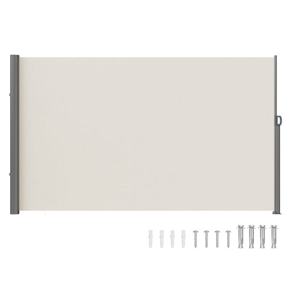 VEVOR Retractable Side Awning,160X300cm Aluminum Outdoor Privacy Screen, 280g Polyester Water - proof Retractable Patio Screen, UV 30+ Room Divider Wind Screen for Patio, Backyard, Balcony, Beige - RnR Galore