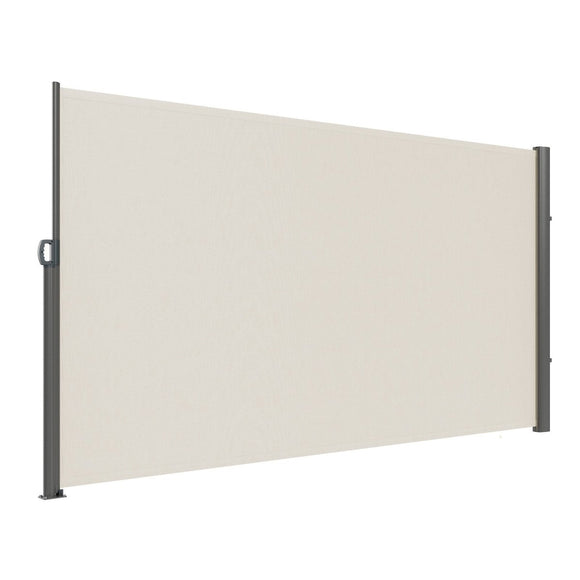VEVOR Retractable Side Awning,160X300cm Aluminum Outdoor Privacy Screen, 280g Polyester Water - proof Retractable Patio Screen, UV 30+ Room Divider Wind Screen for Patio, Backyard, Balcony, Beige - RnR Galore