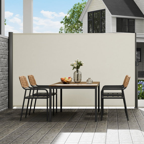 VEVOR Retractable Side Awning,160X300cm Aluminum Outdoor Privacy Screen, 280g Polyester Water - proof Retractable Patio Screen, UV 30+ Room Divider Wind Screen for Patio, Backyard, Balcony, Beige - RnR Galore