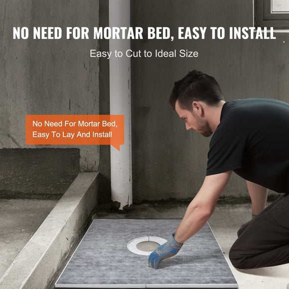 VEVOR Shower Curb Kit, 914x914mm Shower Pan Kit with 160mm Central Drain, Lightweight EPS Shower Installation Kits with 2 Waterproof Cloths, Shower Pan Slope Sticks Fit for Bathroom - RnR Galore