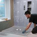 VEVOR Shower Curb Kit, 914x914mm Shower Pan Kit with 160mm Central Drain, Lightweight EPS Shower Installation Kits with 2 Waterproof Cloths, Shower Pan Slope Sticks Fit for Bathroom - RnR Galore