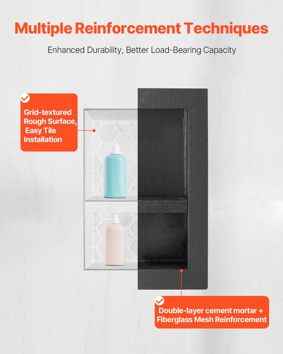 VEVOR Shower Niche 40.6 x 50.8 x 10.2 cm Recessed Wall Divider Shelf Bathroom - RnR Galore