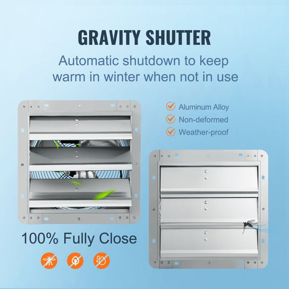 VEVOR Shutter Exhaust Fan, 254 mm High - speed 1400RPM 753 CFM, Aluminum Wall Mount Attic Fan with AC - motor, Ventilation and Cooling for Greenhouses, Garages, Sheds, Shops - RnR Galore