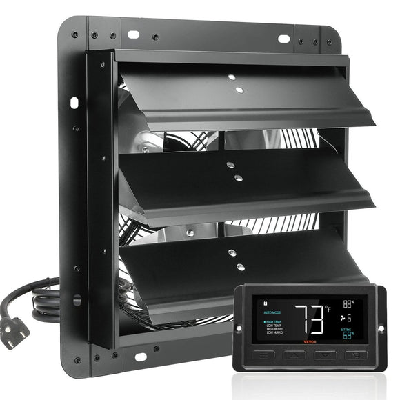 VEVOR 12" Shutter Exhaust Fan with EC-motor, Temperature Humidity Control - 904 CFM - RnR Galore