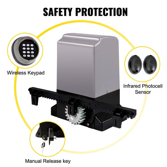 VEVOR Sliding Gate Opener, 1800 KG 4 m, Automatic Sliding Gate with 4 Remote Controllers & APP Control, Electric Rolling Driveway Slide Gate Motor, Complete Gate Operator Hardware Security System Kit - RnR Galore