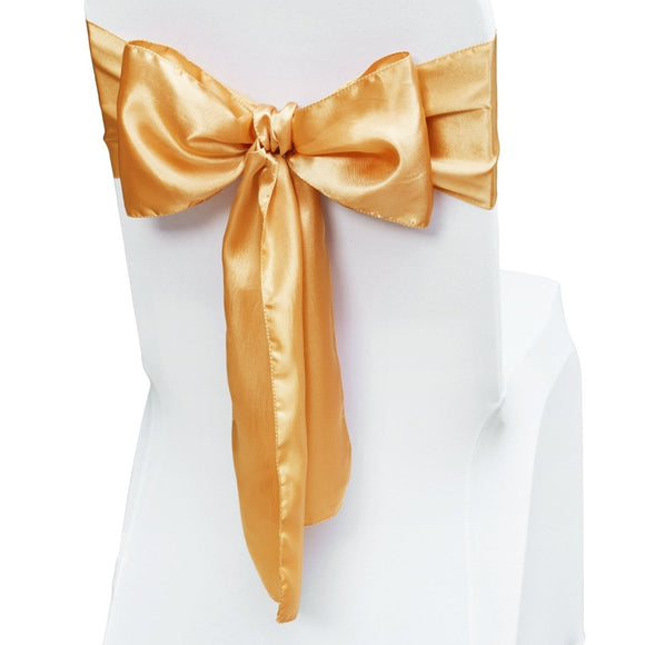 VEVOR Stretch Spandex Chair Sashes Bows, Chair Slipcover and Stretch Chair Sash, Elastic Chair Bands, Fitting Wedding, Holiday, Banquet, Party, Celebration Chair Decoration (50 PCS Gold) - RnR Galore