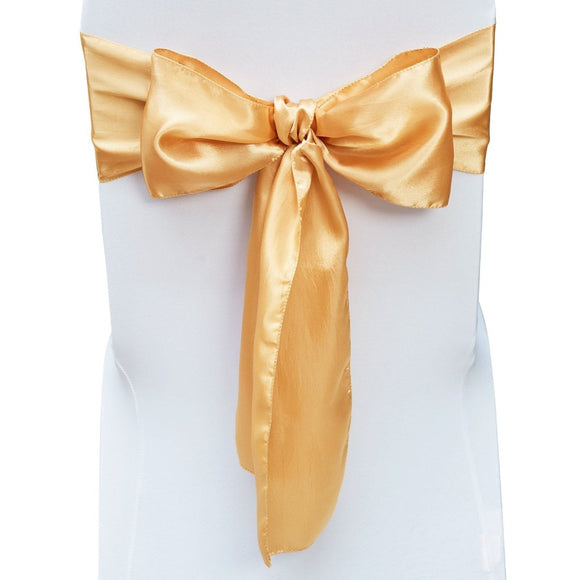 VEVOR Stretch Spandex Chair Sashes Bows, Chair Slipcover and Stretch Chair Sash, Elastic Chair Bands, Fitting Wedding, Holiday, Banquet, Party, Celebration Chair Decoration (50 PCS Gold) - RnR Galore