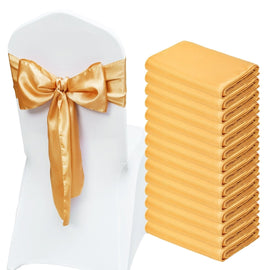 VEVOR Stretch Spandex Chair Sashes Bows, Chair Slipcover and Stretch Chair Sash, Elastic Chair Bands, Fitting Wedding, Holiday, Banquet, Party, Celebration Chair Decoration (50 PCS Gold) - RnR Galore