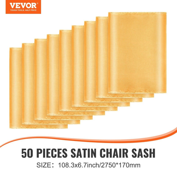 VEVOR Stretch Spandex Chair Sashes Bows, Chair Slipcover and Stretch Chair Sash, Elastic Chair Bands, Fitting Wedding, Holiday, Banquet, Party, Celebration Chair Decoration (50 PCS Gold) - RnR Galore