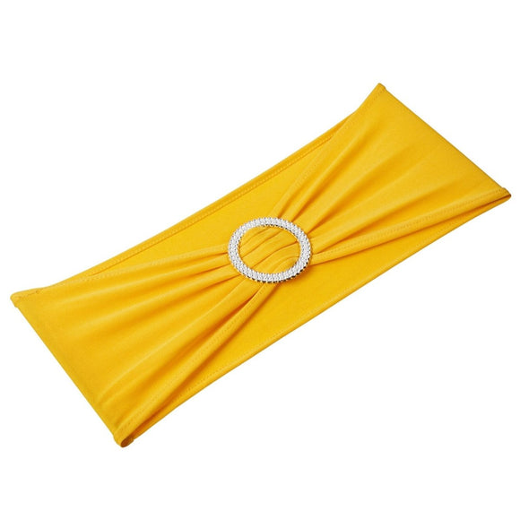 VEVOR Stretch Spandex Chair Sashes, Chair Slipcover and Stretch Chair Sash with Round Buckle, Elastic Chair Bands, Fitting Wedding, Holiday, Banquet, Party Chair Decoration (100 PCS Golden Yellow) - RnR Galore