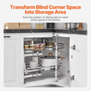 VEVOR Swing Left Blind Corner Cabinet, Pull Out Organizer for 36 inch Width Blind Cabinet, 2 Tier Height Adjustable Swing Tray, Soft Close Kitchen Cloud Blind Organizer, Left Open - RnR Galore