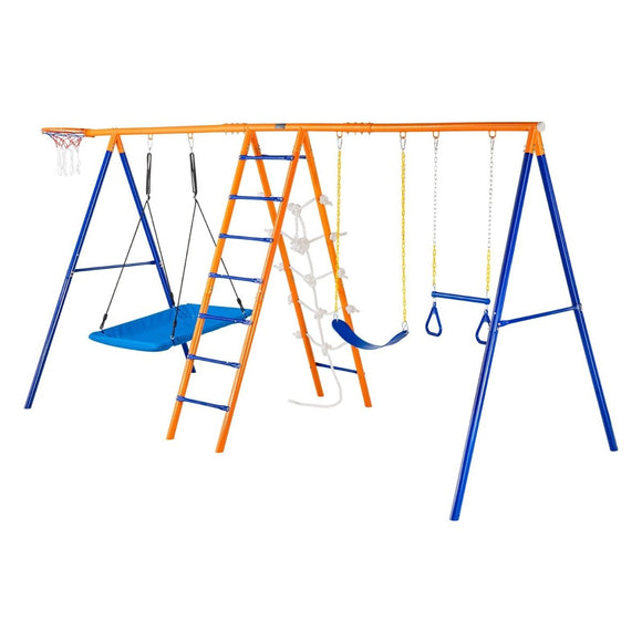 VEVOR Swing Sets for Backyard 6 in 1 Swing Set 440lbs Capacity Metal Swingset - RnR Galore