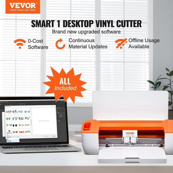 VEVOR Vinyl Cutter Machine, Bluetooth Connectivity DIY Cutting Machine, Compatible with iOS, Android, Windows and Mac, Massive Designs Included, for Creating Customized Cards, Home Decor - RnR Galore