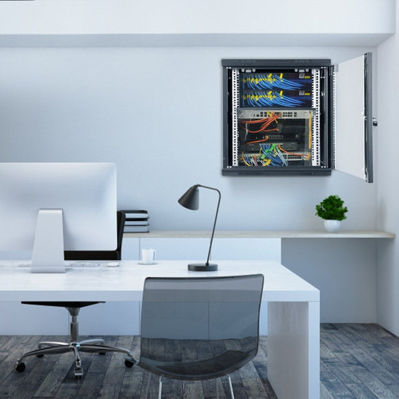 VEVOR Wall Mount Server Cabinet, Locking Glass Door, 90.72 kg Load Capacity, for IT & A/V Equipment - RnR Galore