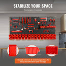 VEVOR Wall Mounted Storage Bins, 30 - Bin Parts Rack Organizer Garage Plastic Shop Tool with Wall Panels/Tool Holders/Hooks, Tool Organizer for Nuts, Bolts, Screws, Nails, Beads, Buttons, Black and Red - RnR Galore