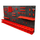 VEVOR Wall Mounted Storage Bins, 30 - Bin Parts Rack Organizer Garage Plastic Shop Tool with Wall Panels/Tool Holders/Hooks, Tool Organizer for Nuts, Bolts, Screws, Nails, Beads, Buttons, Black and Red - RnR Galore