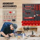 VEVOR Wall Mounted Storage Bins, 30 - Bin Parts Rack Organizer Garage Plastic Shop Tool with Wall Panels/Tool Holders/Hooks, Tool Organizer for Nuts, Bolts, Screws, Nails, Beads, Buttons, Black and Red - RnR Galore