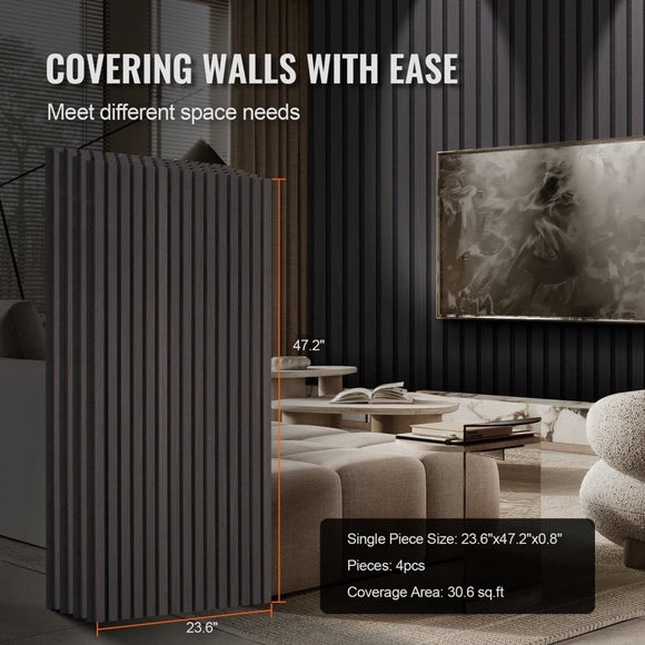 VEVOR Wood Slat Acoustic Panels 23.6 x 47.2 inch for Modern Wall Decor Black Oak - RnR Galore