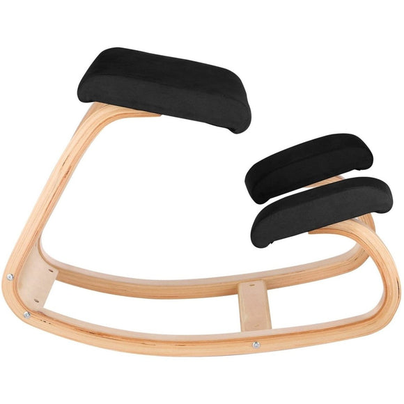 VEVOR Wooden Ergonomic Kneeling Chair Memory Seat Cushion Relieving Body Black - RnR Galore