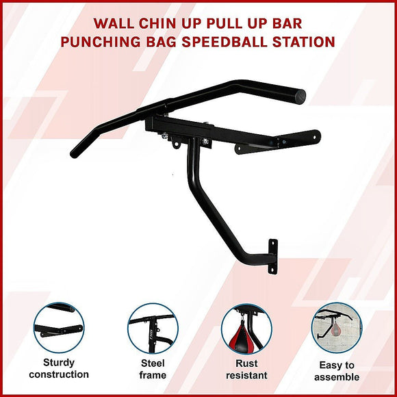 Wall Chin Up Pull Up Bar Punching Bag SpeedBall Station - RnR Galore