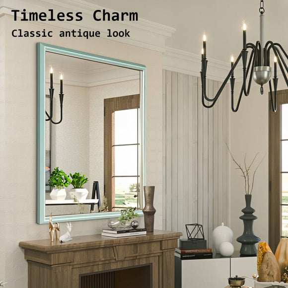 Wall Mirror Rectangular Frame Bathroom 70x90cm Turquoise - RnR Galore