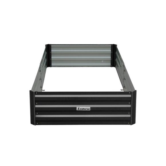 Wallaroo Garden Bed 210 x 90 x 30cm Galvanized Steel - Black - RnR Galore