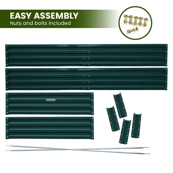 Wallaroo Garden Bed 240 x 120 x 30cm Galvanized Steel - Green - RnR Galore