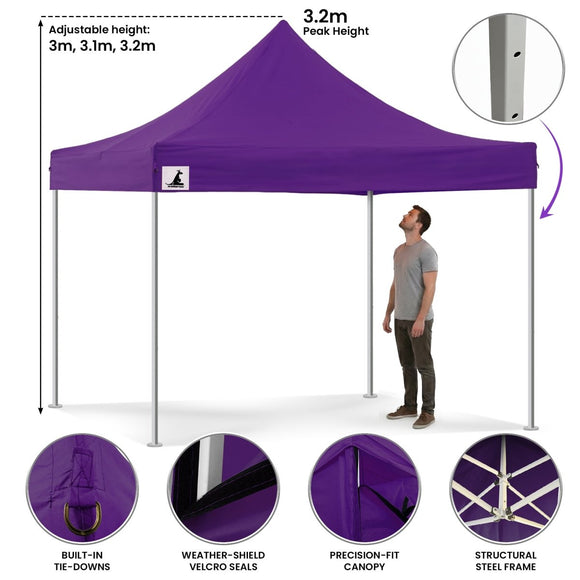 Wallaroo Gazebo Tent Marquee 3x3 PopUp Outdoor Purple - RnR Galore