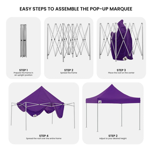 Wallaroo Gazebo Tent Marquee 3x3 PopUp Outdoor Purple - RnR Galore