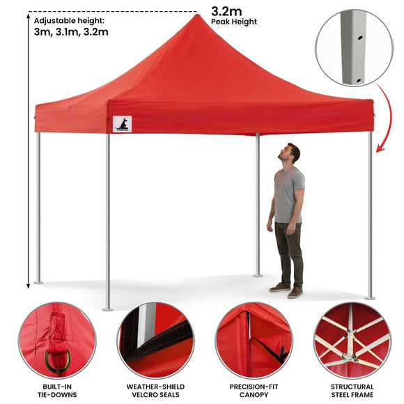 Wallaroo Gazebo Tent Marquee 3x3 PopUp Outdoor Red - RnR Galore