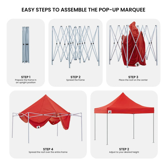 Wallaroo Gazebo Tent Marquee 3x3 PopUp Outdoor Red - RnR Galore