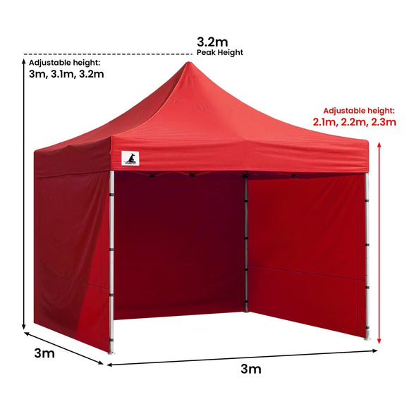 Wallaroo Gazebo Tent Marquee 3x3 PopUp Outdoor Red - RnR Galore