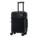 Wanderlite 20" Luggage Suitcase Front Pocket Travel Carry On TSA Black - RnR Galore