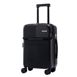 Wanderlite 20" Luggage Suitcase Front Pocket Travel Carry On TSA Black - RnR Galore