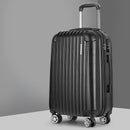 Wanderlite 28" 75cm Luggage Trolley Travel Set Suitcase Carry On Hard Case TSA Lock Lightweight Black - RnR Galore