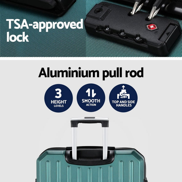 Wanderlite 28" 75cm Luggage Trolley Travel Suitcase Carry On Storage TSA Hardshell Atrovirens - RnR Galore