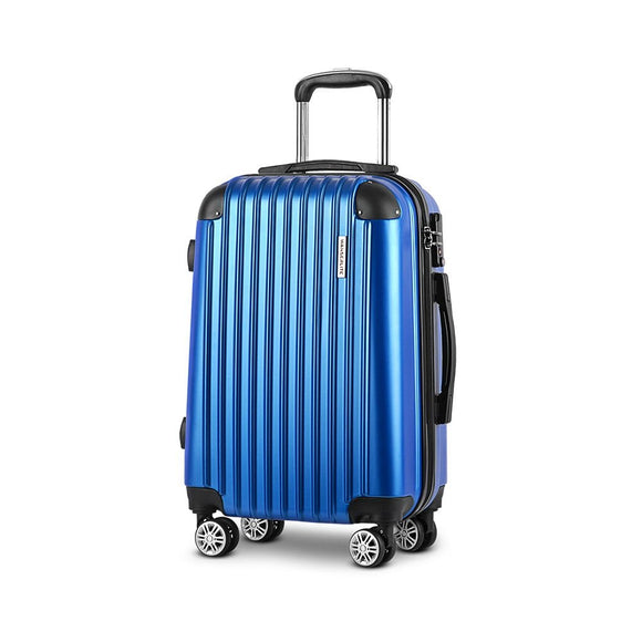 Wanderlite 28" 75cm Luggage Trolley Travel Suitcase Set Carry On Hard Case TSA Lock Lightweight Blue - RnR Galore