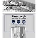 Wanderlite 28" Luggage Trolley Travel Suitcase Set TSA Carry On Lightweight Aluminum Silver - RnR Galore