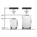 Wanderlite 2pc Luggage Trolley Set Suitcase Travel TSA Carry On Hard Case Lightweight White - RnR Galore