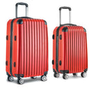 Wanderlite 2pc Luggage Trolley Travel Set Suitcase Carry On TSA Hard Case Lightweight Red - RnR Galore