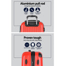Wanderlite 2pc Luggage Trolley Travel Set Suitcase Carry On TSA Hard Case Lightweight Red - RnR Galore
