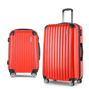 Wanderlite 2pc Luggage Trolley Travel Set Suitcase Carry On TSA Hard Case Lightweight Red - RnR Galore