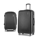 Wanderlite 2pcs Luggage Trolley Set Travel Suitcase Carry On Hard Case Lightweight Black - RnR Galore