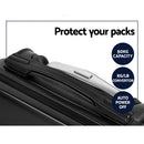 Wanderlite 3pc Luggage Trolley Set Suitcase Travel TSA Carry On Hard Case Lightweight Black - RnR Galore